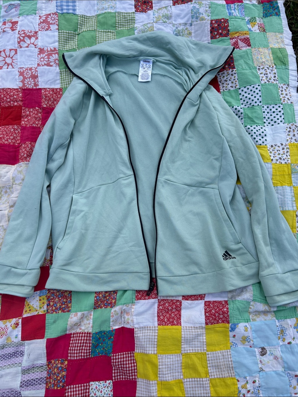 adidas Mint Green Hooded Utility Jacket with Black Trim